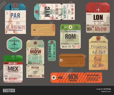 Vintage Baggage Tags Vector & Photo (Free Trial) | Bigstock