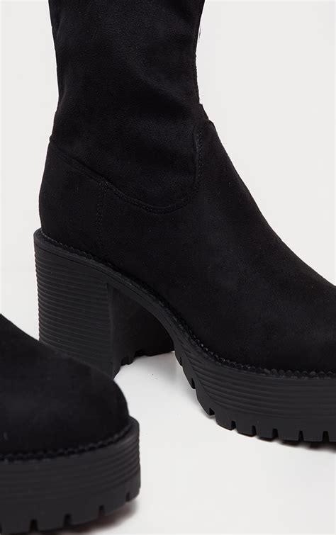 The Black Faux Suede Chunky Sock Boot Head Online And Shop This