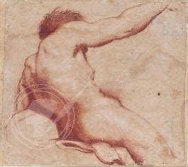 Seated Male Nude With Raised Arm Seen From Behind By Annibale Carracci