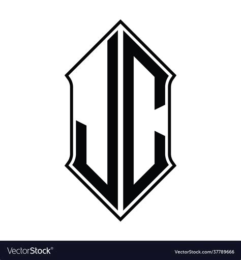 Jc Logo Monogram With Shieldshape And Outline Vector Image