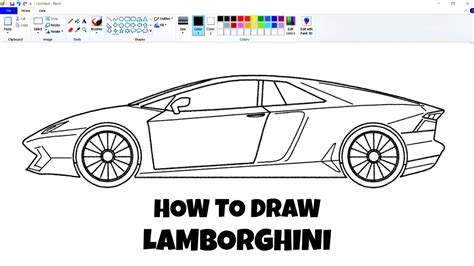 How To Draw Lamborghini Car Drawing Car On Computer Using Ms Paint