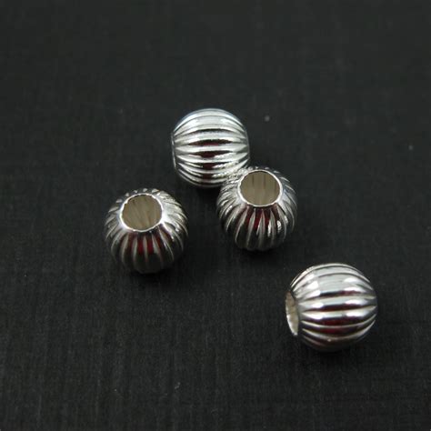 925 Sterling Silver Findings Textured Round Beads Spacers 6mm 5