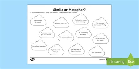 Metaphors Or Similes Ks2 Worksheet Teacher Made