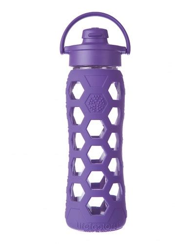 Lifefactory 22oz Glass Bottle With Flip Cap And Silicone Sleeve Purple