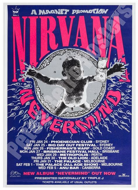 Nirvana Vintage Concert "Nevermind" Australian Tour,1992) – Poster ...