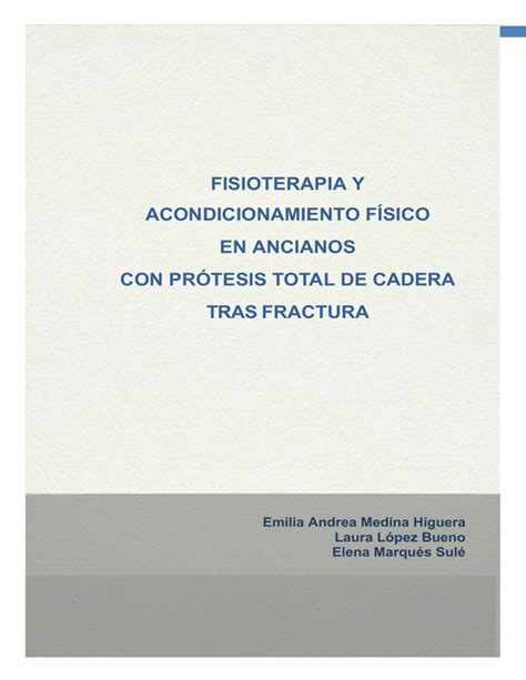 Fisioterapia Y Acondicionamiento F Sico En Ancianos Con Pr Tesis Total