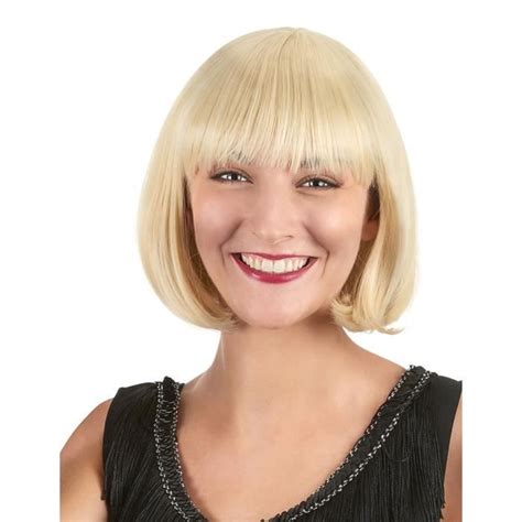 Perruque luxe blonde carré court avec frange femme 230735 Taille