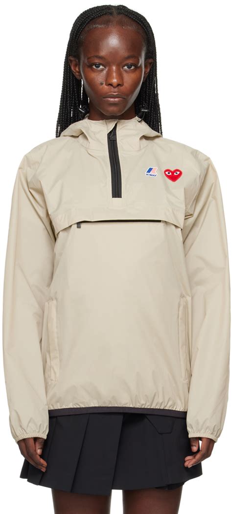 Comme Des Gar Ons Play Blouson Leon Beige Dition K Way Ssense France