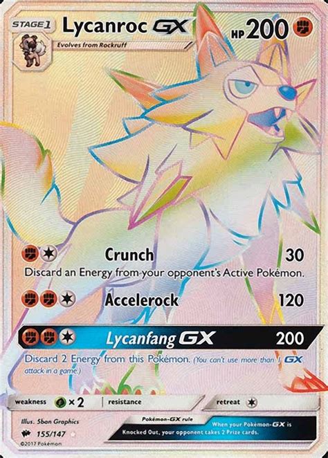 Pokemon Sun Moon Burning Shadows Full Art Lycanroc Gx Tcg