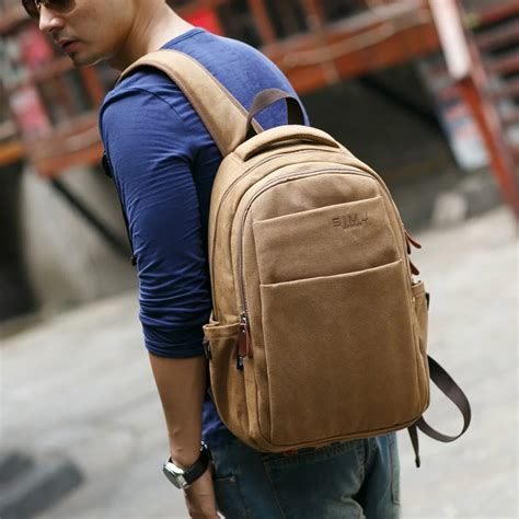 Simu Canvas Backpack Vintage Canvas Laptop Mens Backpack School Bag