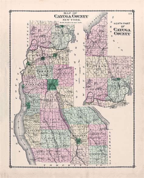 Cayuga County, NY Map - County Atlas of Cayuga 1875 | Ny map, Cayuga, Map of new york