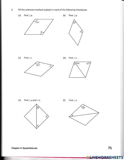 Find Unknown Angles In Parallelogram And Rhombuses Online Exercise