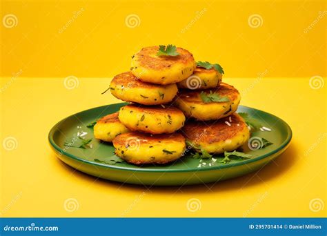 Aloo Tikki Tasty Fast Food Street Food For Take Away On Yellow ...