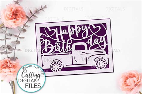 Happy Birthday card papercut svg laser cut cricut template By ...