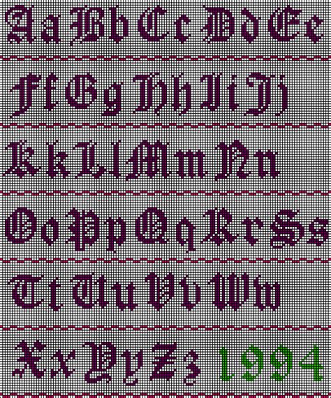 Gothic Old English Cross Stitch Letters - Cross Stitch Patterns