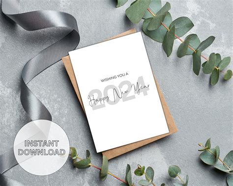 Printable Happy New Year 2024 Card Instant Download New Year Postcard ...