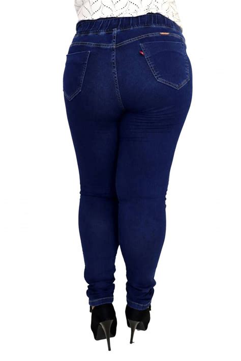 Calça Jeans Flare Feminina Plus Size Cintura Alta Azul Cambos