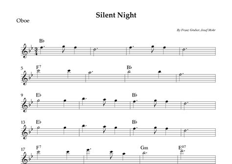 Silent Night Arr Wesley S Silva Sheet Music Josef Mohr Oboe Solo