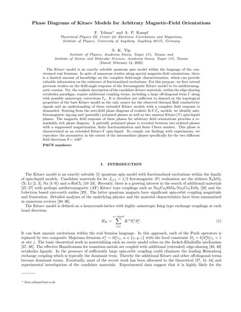 Pdf Phase Diagrams Of Kitaev Models For Arbitrary Magnetic Field