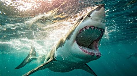 Premium Photo | Great White Shark Underwater Predatory Fish in Natural ...