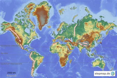 Stepmap Gebirge Der Erde Landkarte Für Welt