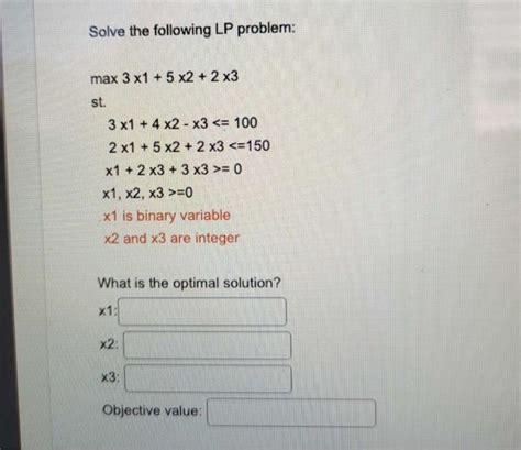 Solved Solve The Following Lp Problem Max3×1 5×2 2×3 St