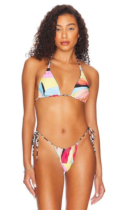 Seafolly Reversible Longline Slide Tri Bikini Top In Aquamarine Revolve