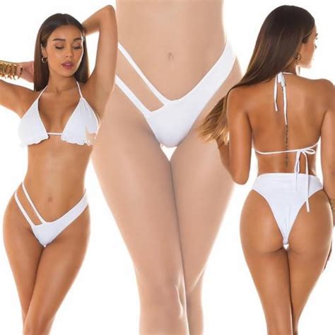 Comprar Tanga con aberturas blanco Diseña tu bikini