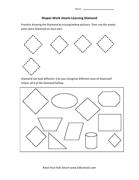 8 Diamond Worksheets For Preschoolers Free Pdf At