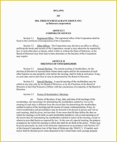 S Corporation bylaws Template Free Of 9 Free Corporation bylaws ...