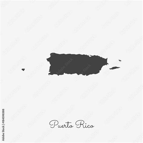 Puerto Rico Region Map Grey Outline On White Background Detailed Map