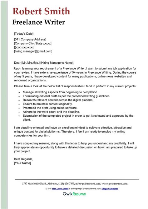 Food Writer Cover Letter Examples Qwikresume