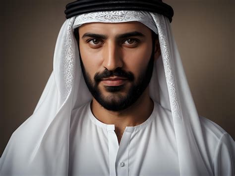 Premium Photo Portrait Of A Arab Man With Beard Wearing Traditional