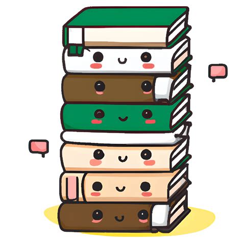 Chibi Kawaii Pile Of Books Graphic Creative Fabrica