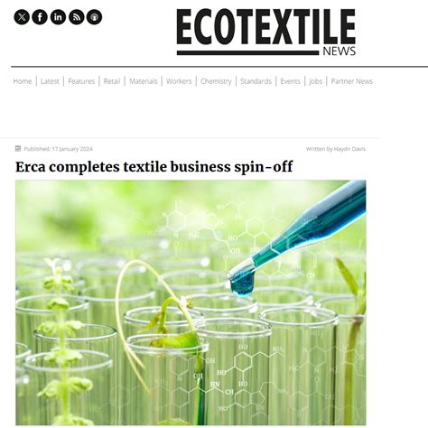 Ecotextile Erca Completes Textile Business Spin Off Erca