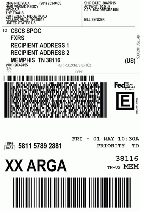 Fedex Label Template Word – CUMED.ORG