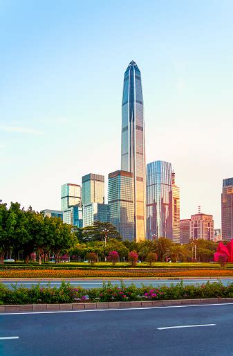 shenzhen china cityscape   civic center district stock photo