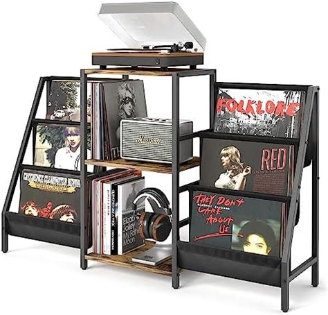 Soporte Para Tocadiscos Con Almacenamiento De Vinilos Mesa Para