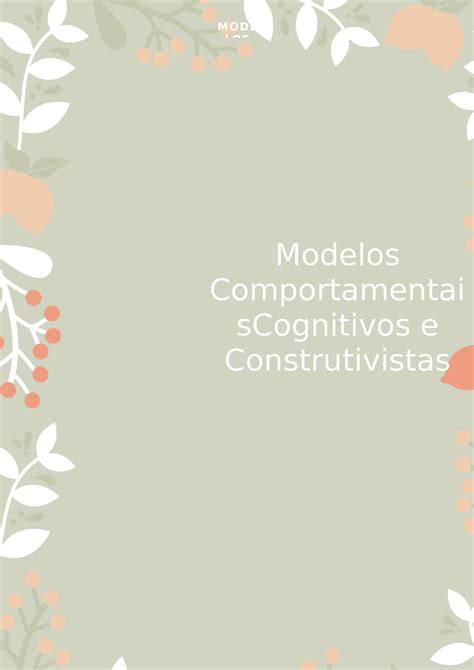 Resumos Freq Modelos Comportamentais Cognitivos E Construtivistas