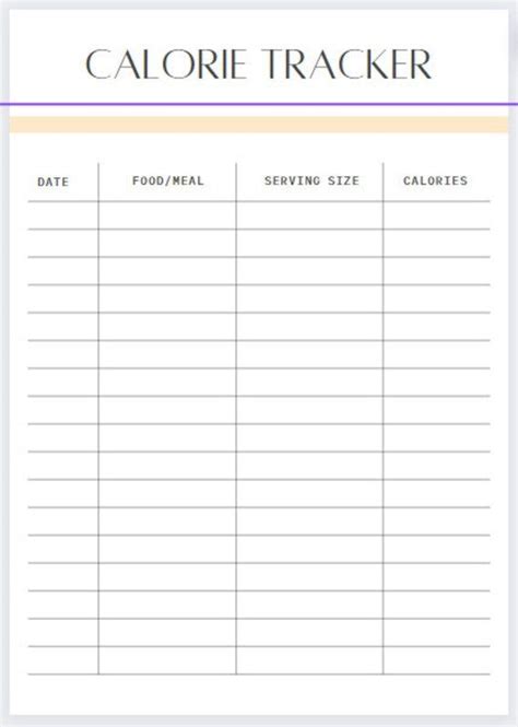 Calorie Tracker Simple Etsy Calorie Tracker Health Goals Calorie