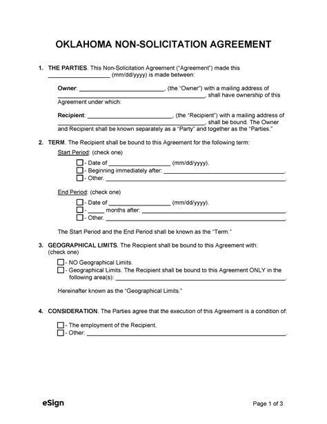 Free Oklahoma Non Solicitation Agreement Template Pdf Word