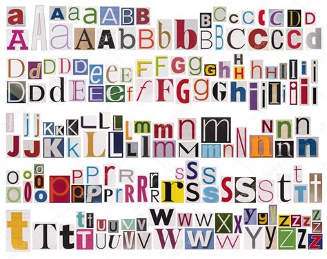 Colorful Newspaper Alphabet Isolated On White Stock Photo By ©sqback