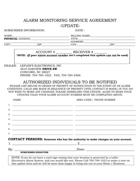 Alarm Monitoring Agreement Template