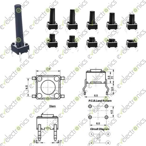 6x6x18mm Momentary Tactile Tact Push Button Switch Dip 4 In Pakistan