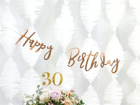 Rosegold Skråskrift Happy Birthday Banner 62cm GRL75 019R