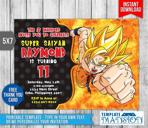 Dragon Ball Z Invitation Birthday Invitation Psd By Templatemansion