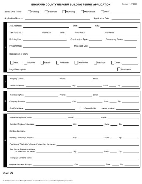 Broward County, Florida Uniform Building Permit Application - Fill Out ...