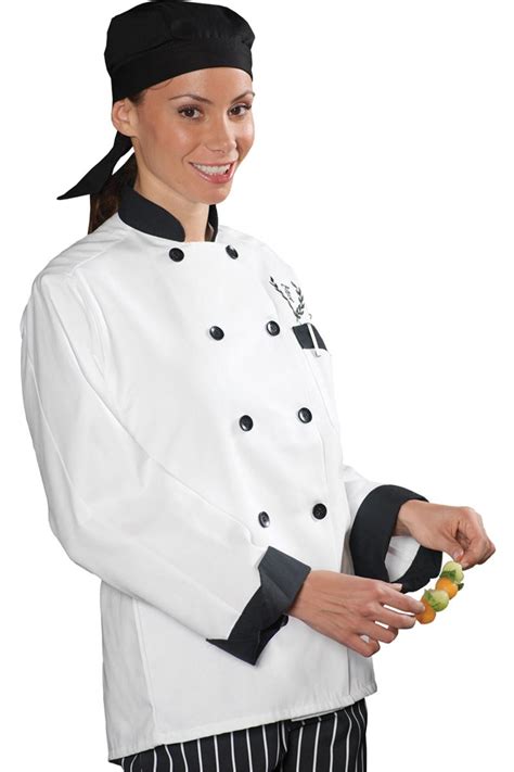 Edwards Classic Full Cut Unisex Chef Coat 10 Black Buttons 3303