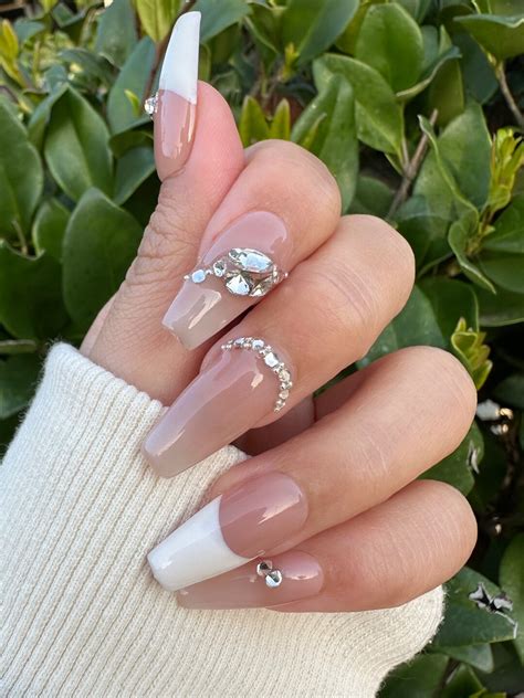 Nude Pink French Tip Press On Nailssparkling Jelly Nailelegant Glue Nail Spring Nail Fake