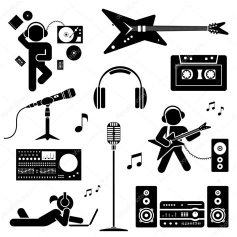 Conjunto Vectorial De Varios Iconos De Dj Estilizados Pictograma Icono